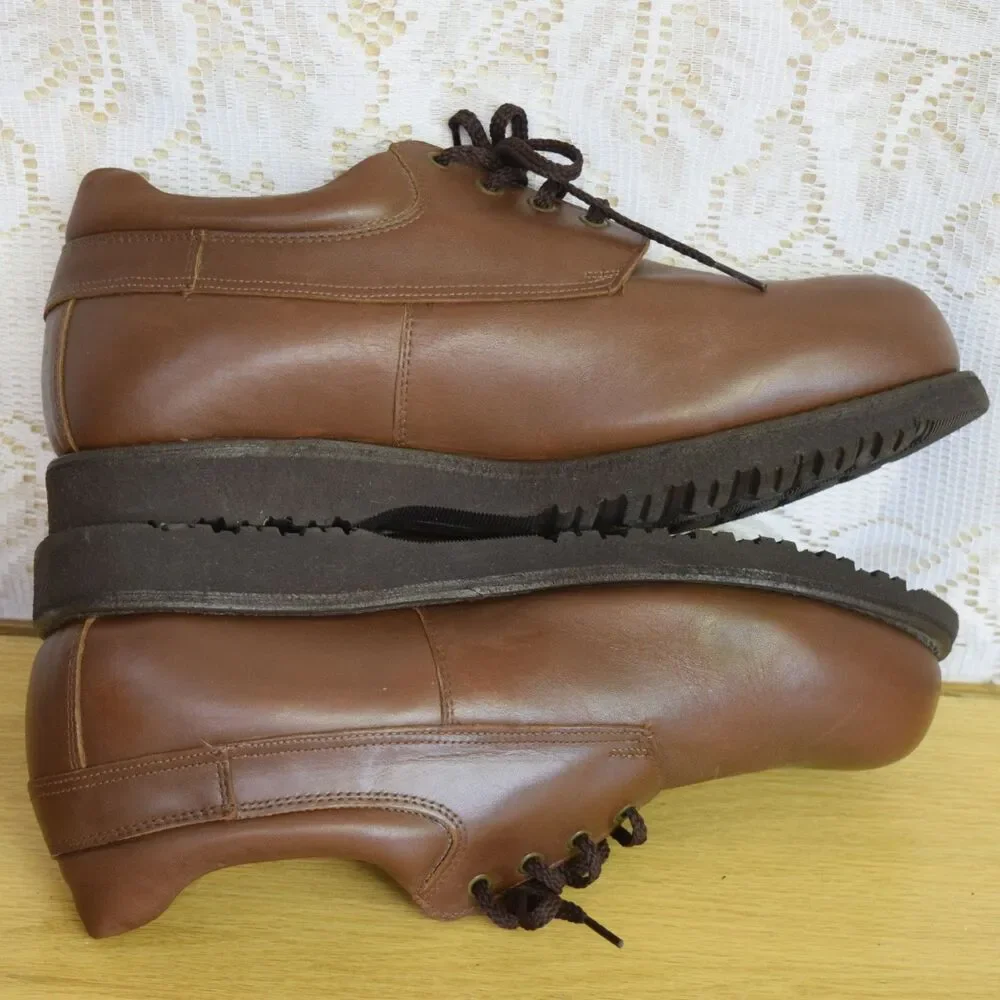 P.W. Minor Orthotic Mens Size 12 Lace Up Brown Leather Shoes Vibram Sole Comfort